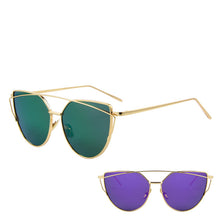 FREE Hot Sale Mirror Flat Lense Women Cat Eye Sunglasses Gold Frame