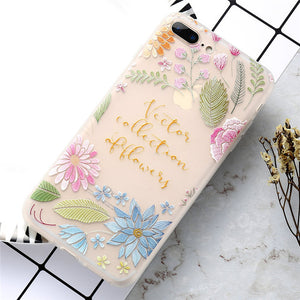 FREE Flower Patterned Phone Case For iPhone 6 6s 7 Plus 8 Plus X 10